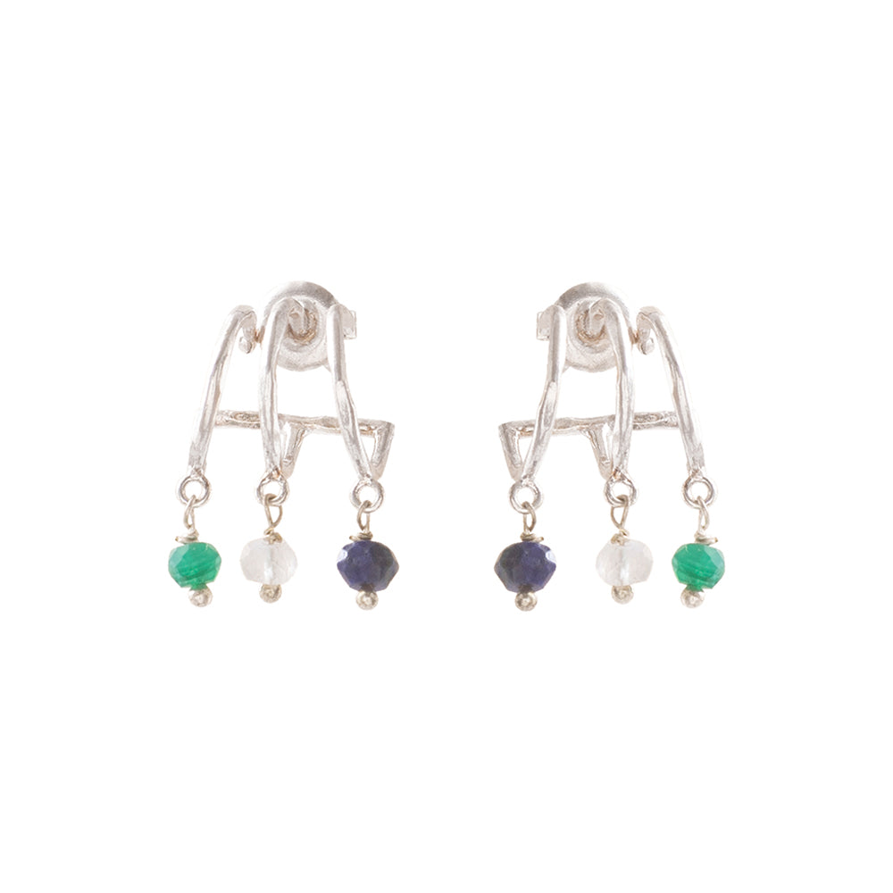 Enchanted Aventurin Mondstein Lapislazuli versilberte Ohrringe