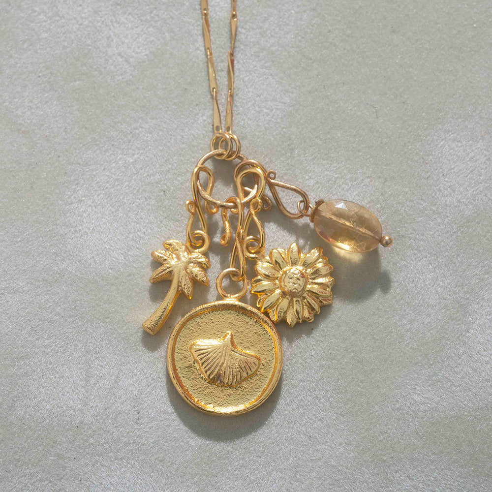 Ginkgo Vintage Coin Gold Plated Charm