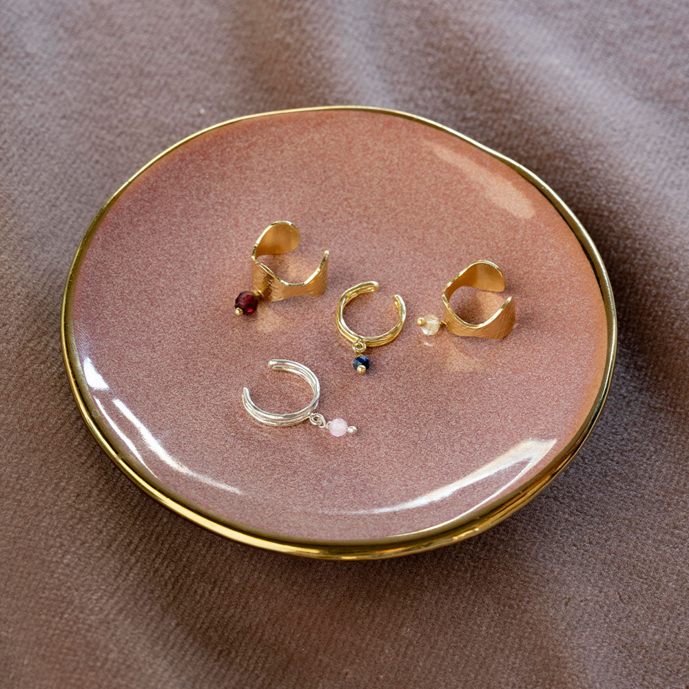 Gemstone Ear Cuff Rosenquarz versilbert