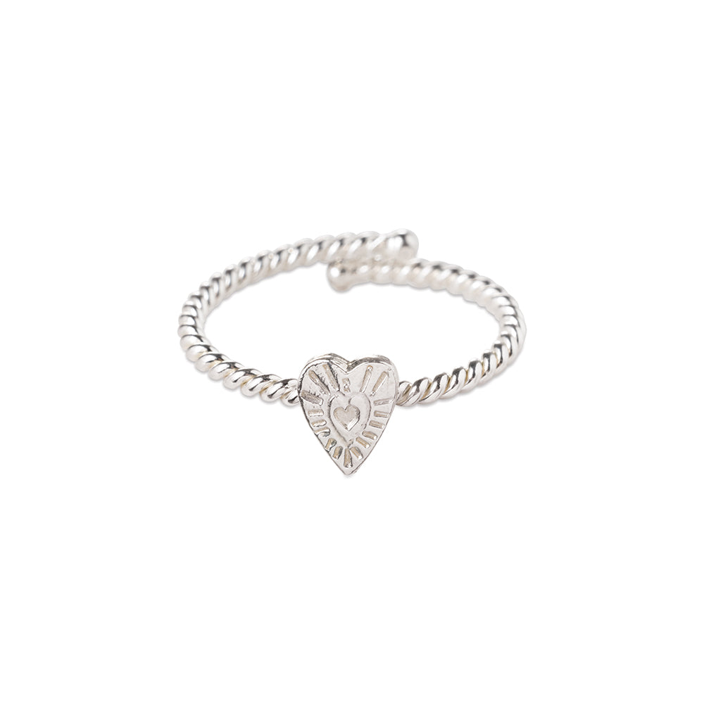 Honorable Vintage Hart Ring Zilverkleurig