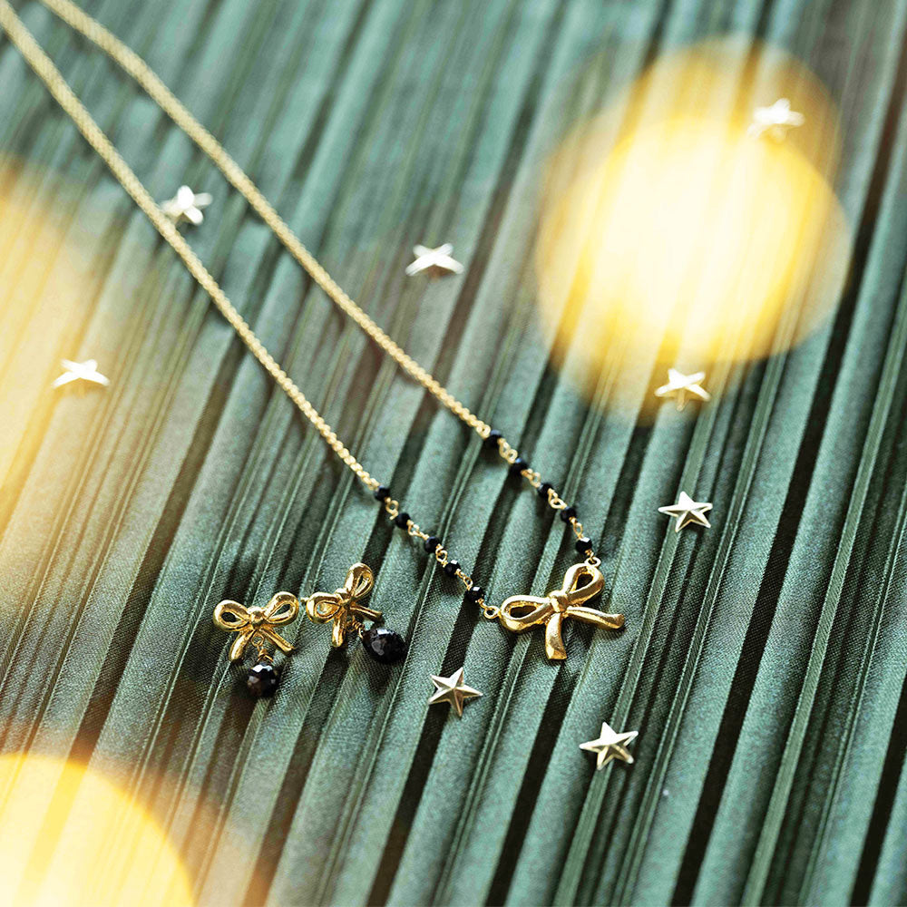 Ribbon Schwarzer Onyx Ohrringen