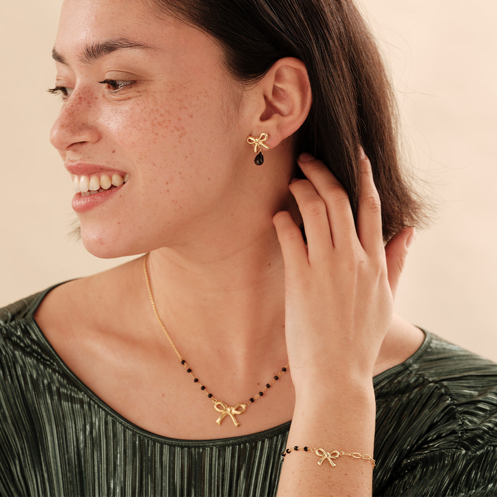 Ribbon Schwarzer Onyx Ohrringen