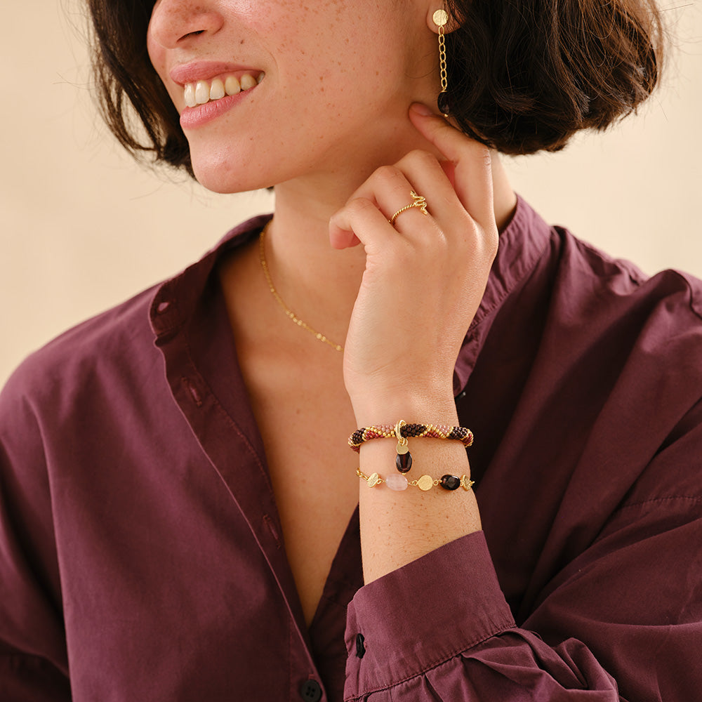 Aesthetic Rosenquarz Granat Armband