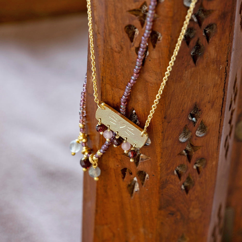 Sanity Granat Rosenquarz Halskette