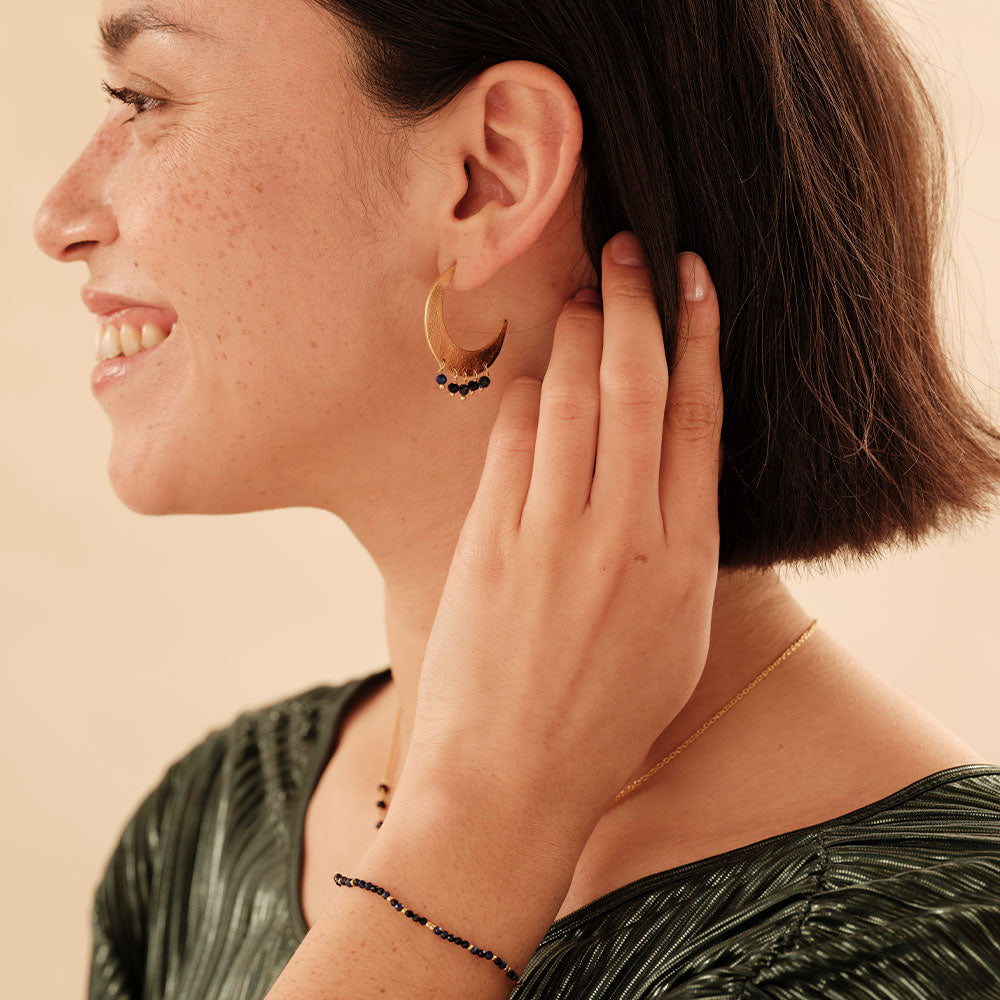 Mystic Zwarte Onyx Lapis Lazuli Oorbellen