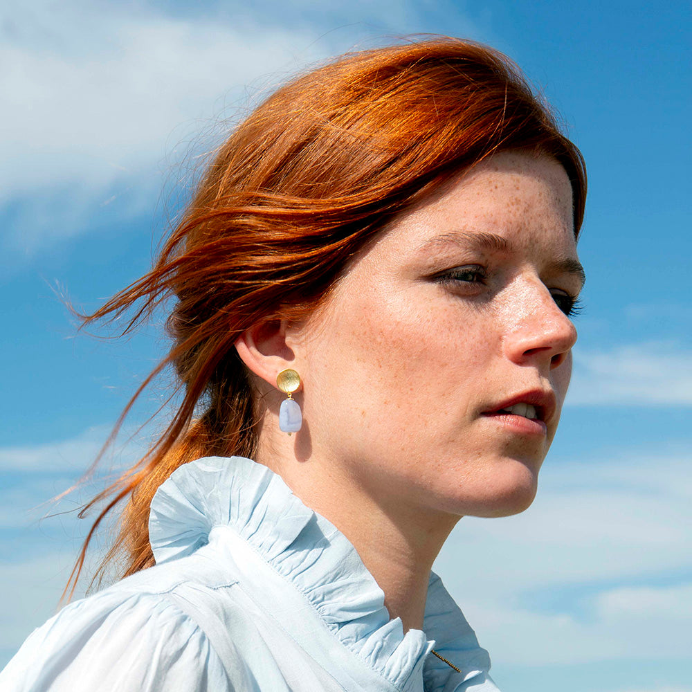 Ease Blaue Spitzenachat Ohrringe