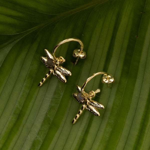 Rebel Dragonfly Labradorite Earrings