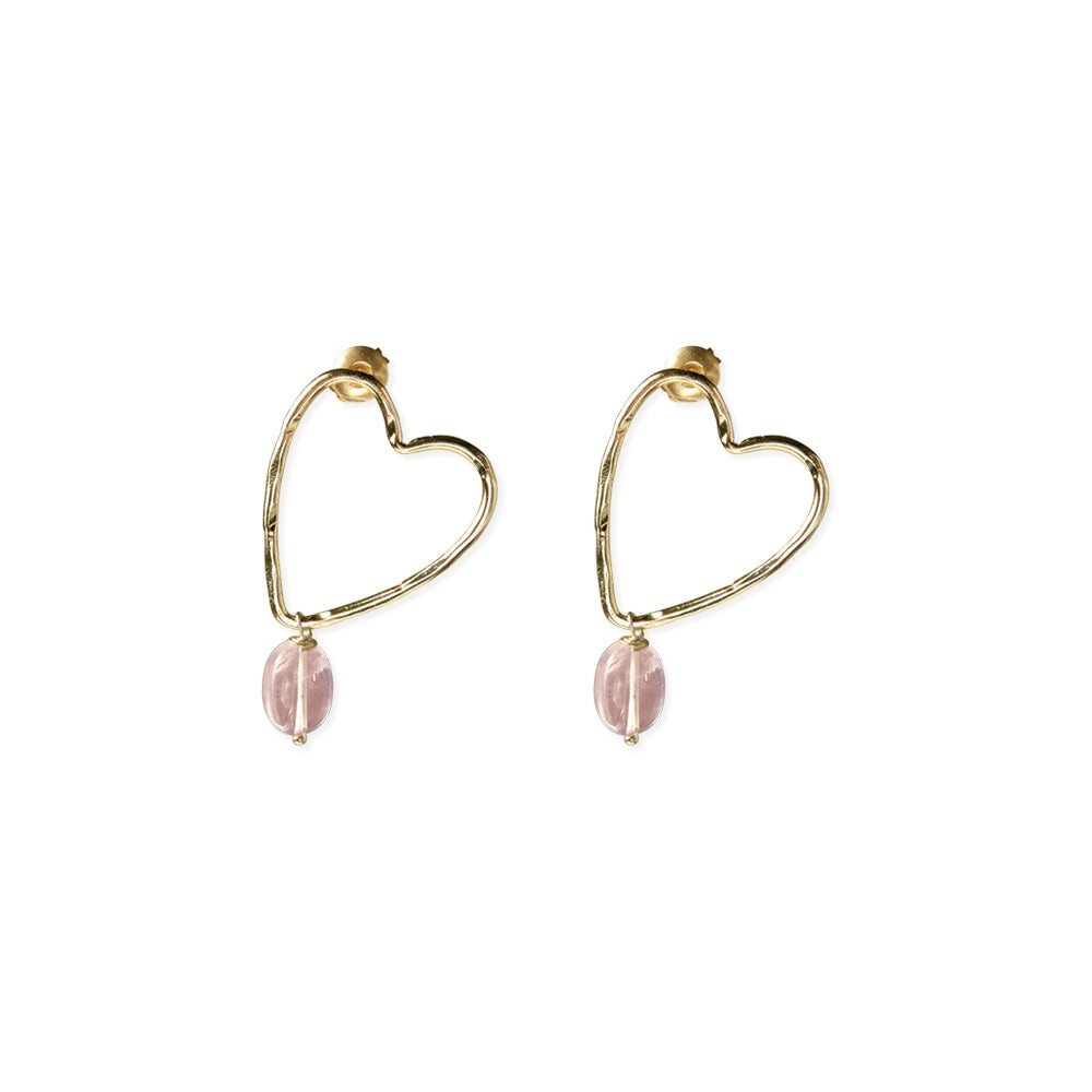 Everlove Herz Rosenquarz Ohrringe