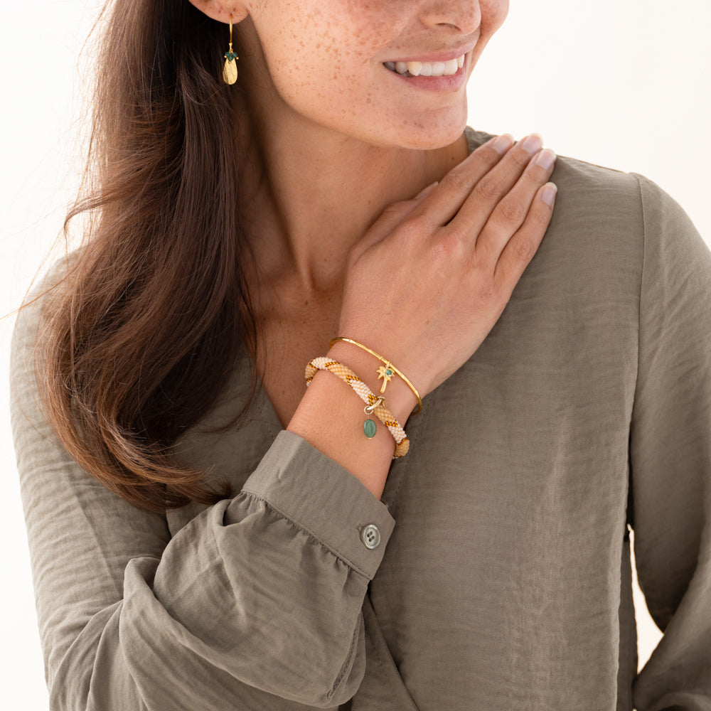 Impulsive Aventurine Gold Colored Bracelet