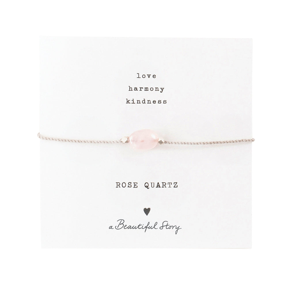 Edelsteenkaart Rozenkwarts Zilverkleurige Armband
