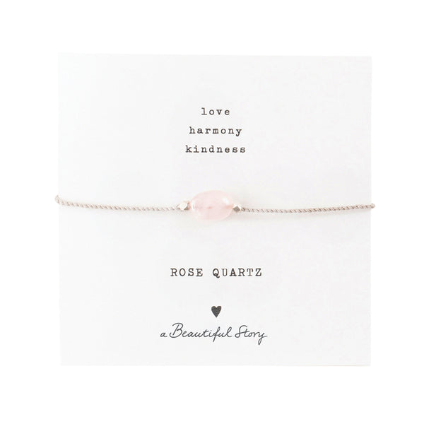 Gemstone Card Rose Quartz Silver Colored Bracelet