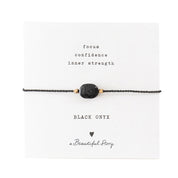 Edelsteenkaart Zwarte Onyx Goudkleurige Armband
