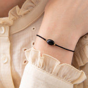 Edelsteenkaart Zwarte Onyx Goudkleurige Armband