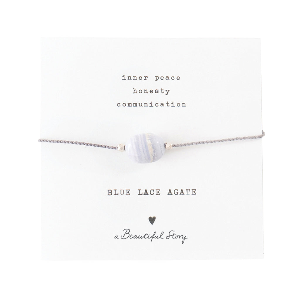 Gemstone Card Blue Lace Agate Silver Colored Bracelet