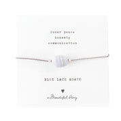 Edelsteinkarte Blauer Achat silberfarbiges Armband