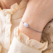 Edelsteenkaart Blauwe Agaat Zilverkleurige Armband