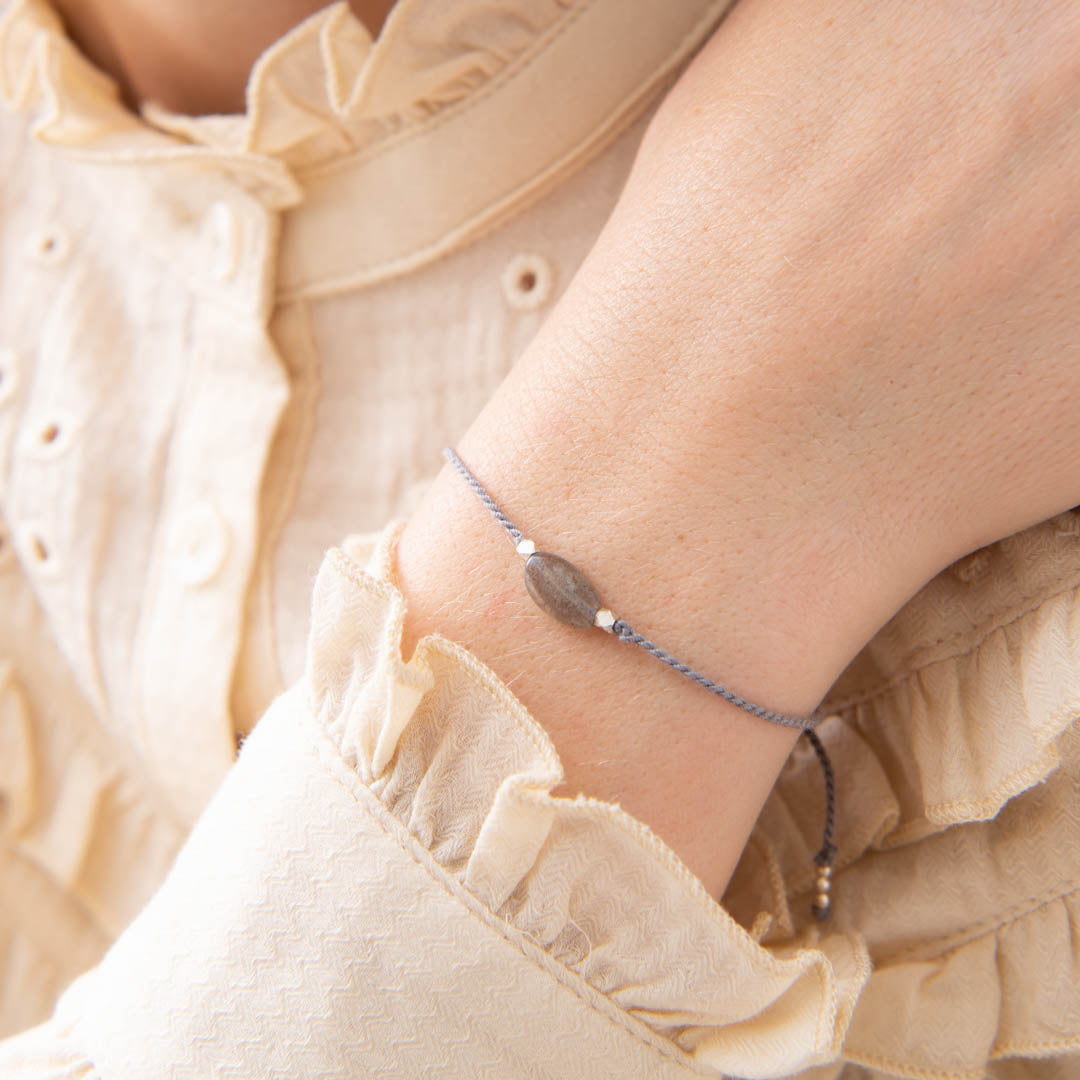 Edelsteenkaart Labradoriet Zilverkleurige Armband