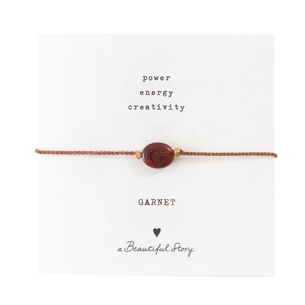 Gemstone Card Garnet Gold Colored Bracelet