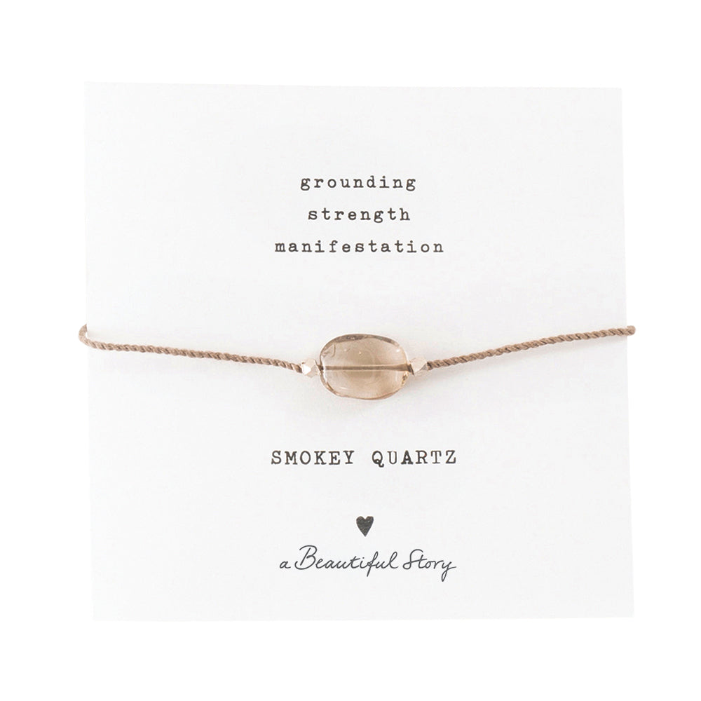 Gemstone Card Smokey Quartz Silver Colored Bracelet
