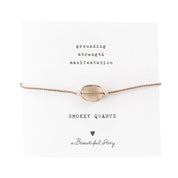 Edelsteinkarte Rauchquarz silberfarbiges Armband