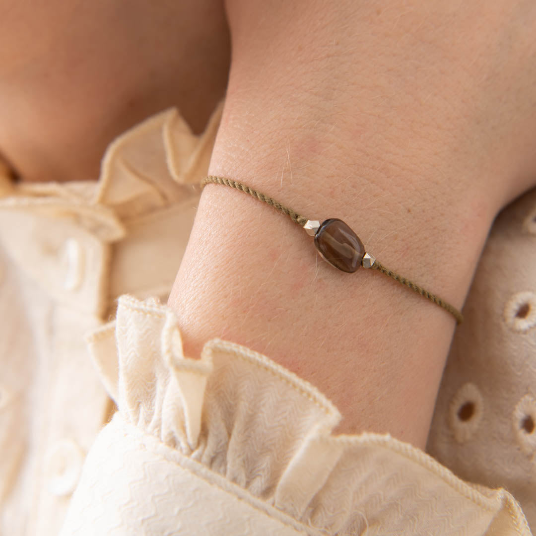 Edelsteenkaart Rookkwarts Zilverkleurige Armband