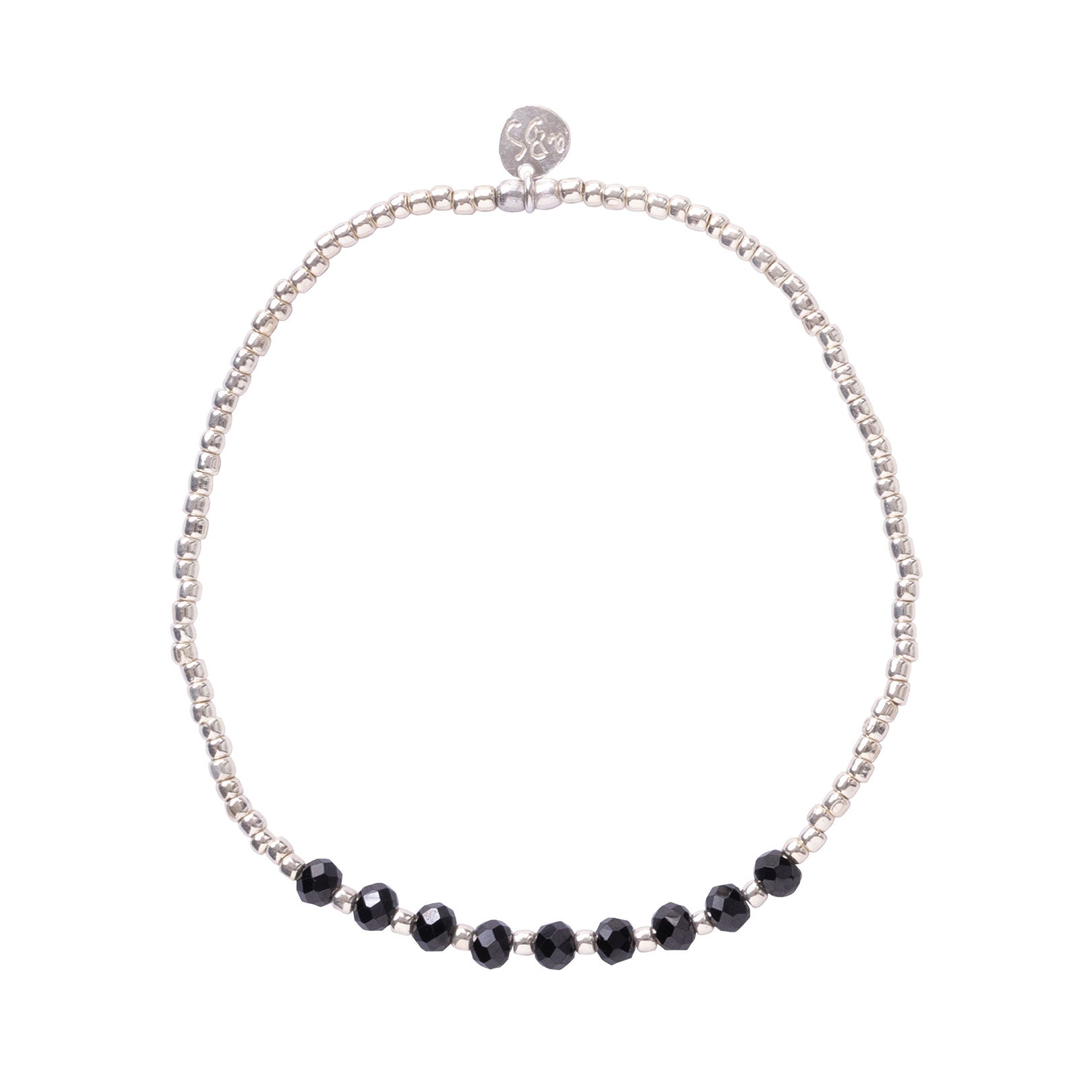 Proud schwarzer Onyx silberfarbiges Armband