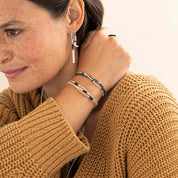 Shiny Zwarte Onyx Zilverkleurige Armband