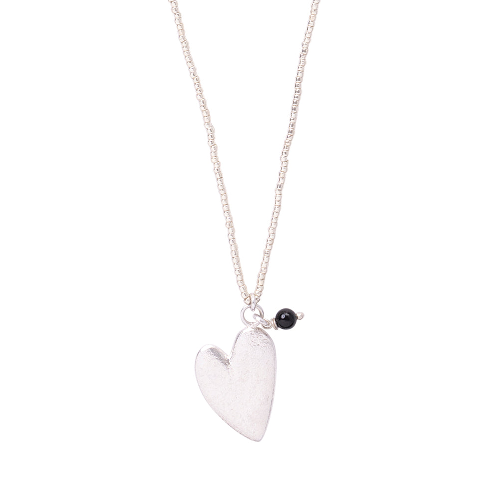 Paradise Zwarte Onyx Zilverkleurige Ketting