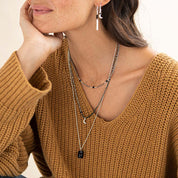 Brightly Zwarte Onyx Zilverkleurige Ketting