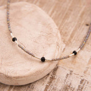 Brightly Zwarte Onyx Zilverkleurige Ketting