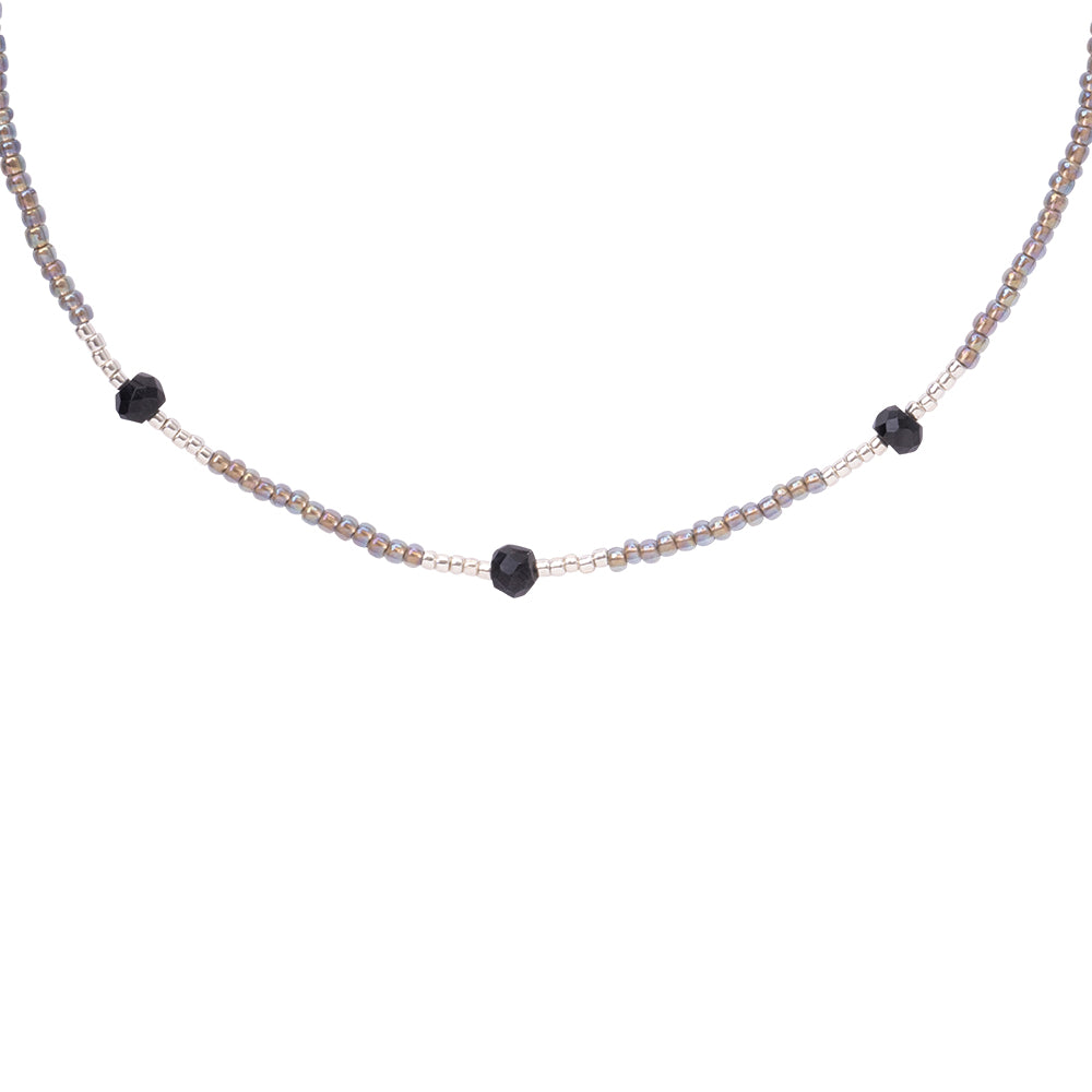 Brightly Zwarte Onyx Zilverkleurige Ketting