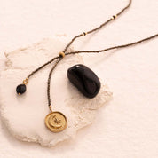 Purpose Schwarzer Onyx goldfarbige Halskette