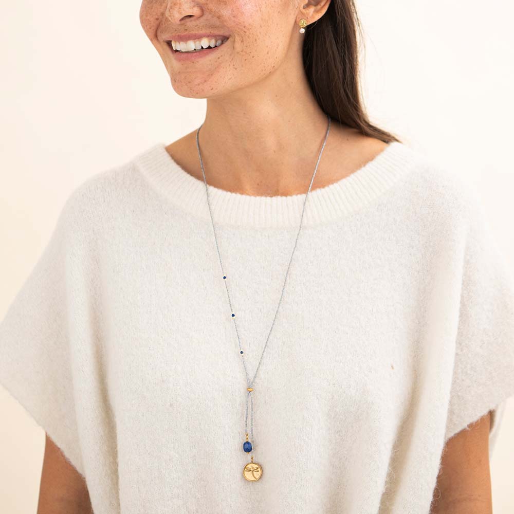 Purpose Lapislazuli goldfarbige Halskette