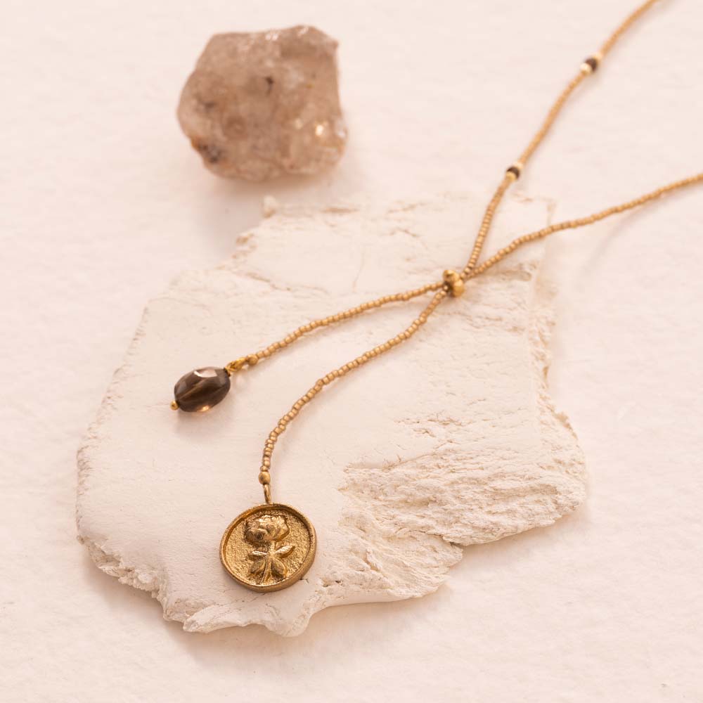 Purpose Smokey Quartz Gold Colored Necklace