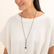 Purpose Schwarzer Onyx silberfarbige Halskette