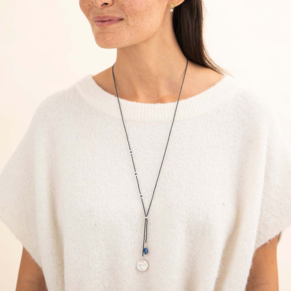 Purpose Lapis Lazuli Zilverkleurige Ketting