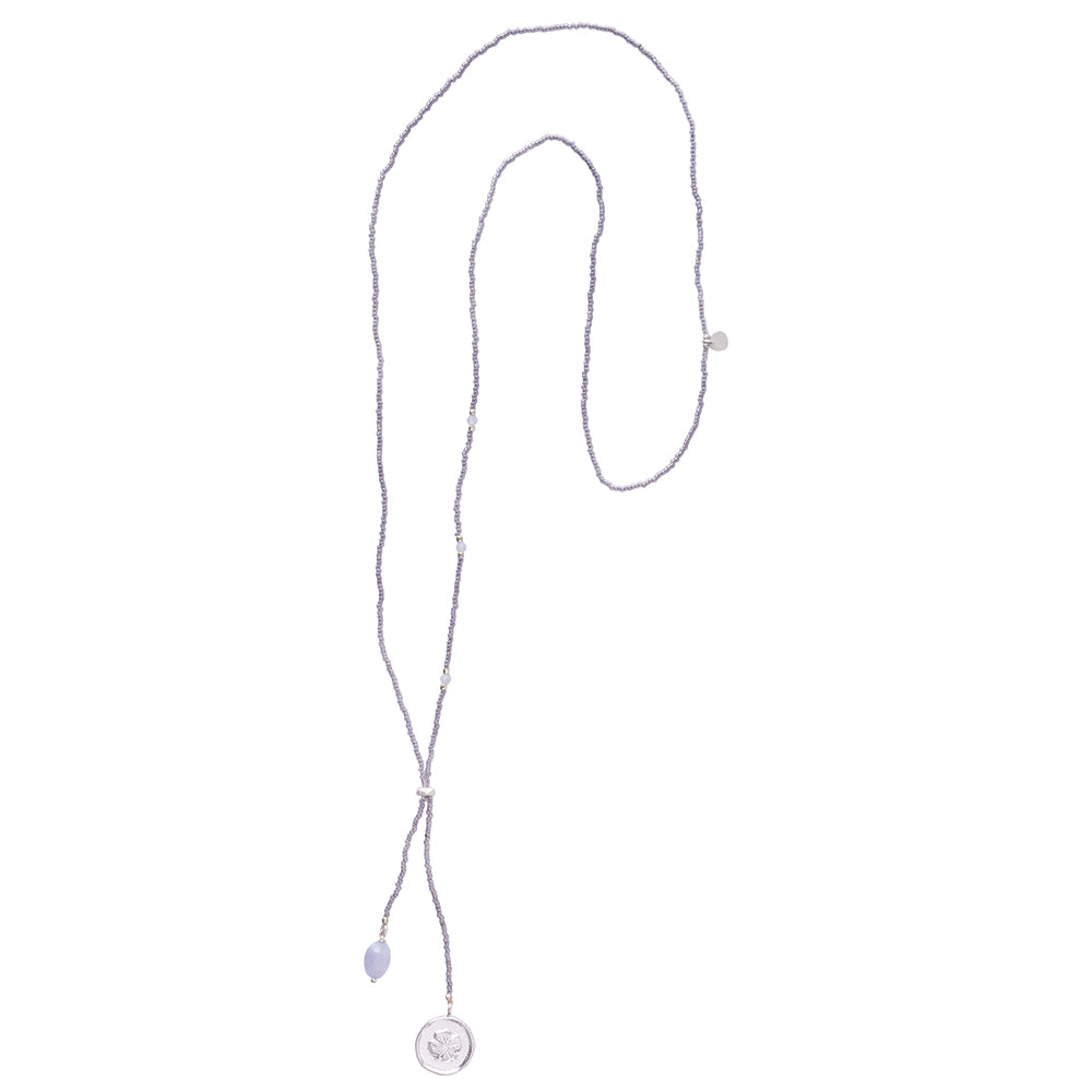 Purpose Blaue Spitzenachat silberfarbige Halskette