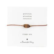 Edelsteinkarte Tigerauge goldfarbiges Armband