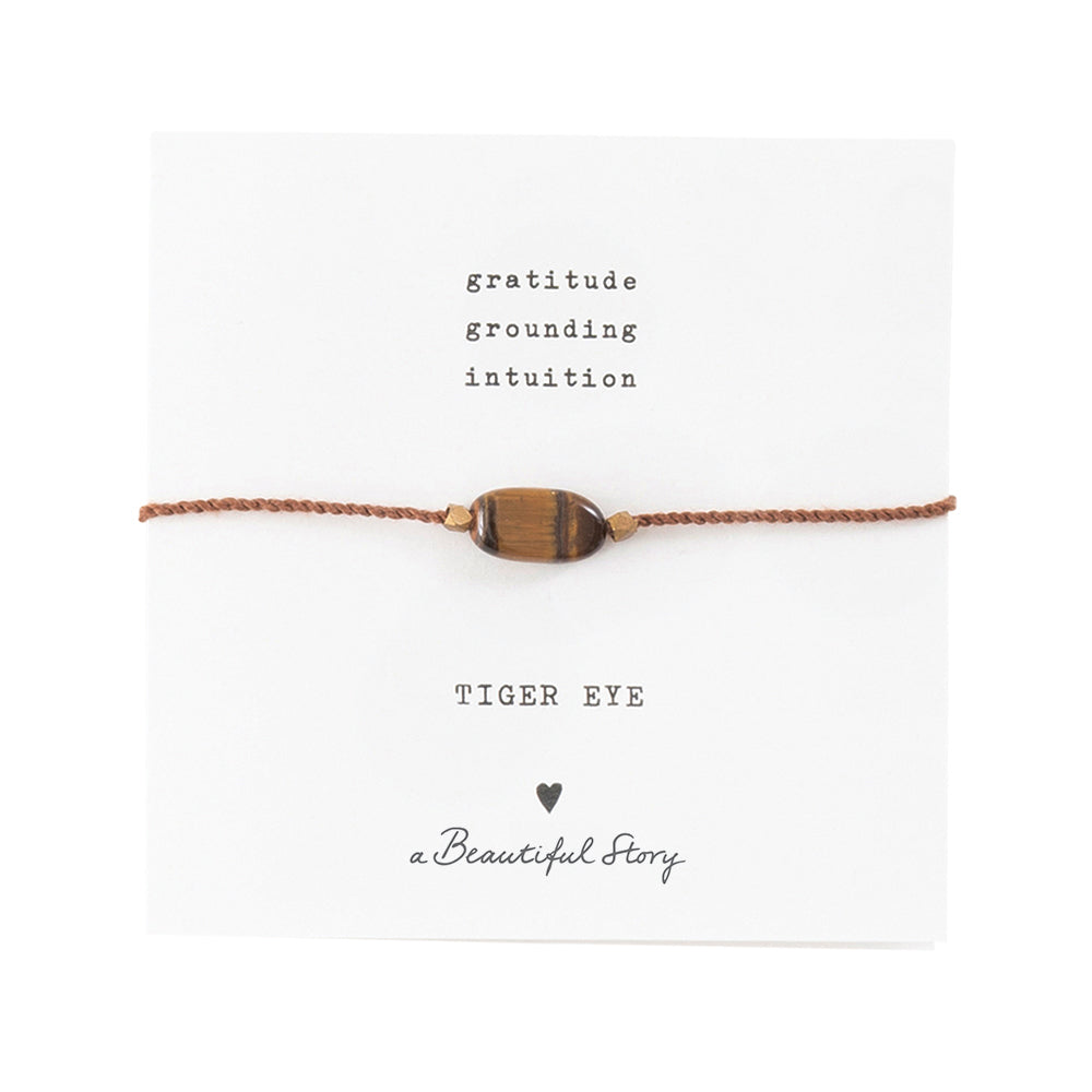 Edelsteinkarte Tigerauge goldfarbiges Armband