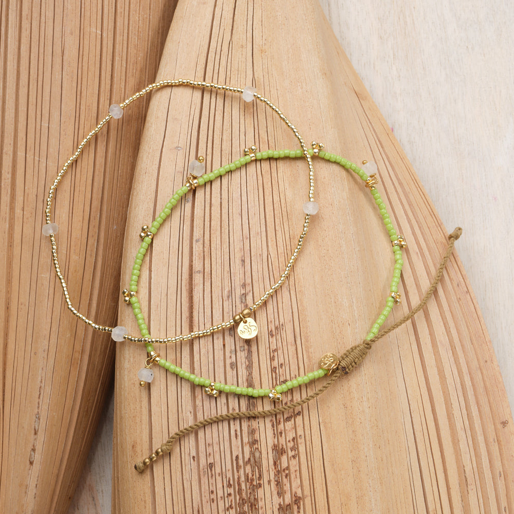 Spice Maansteen Goudkleurig Enkelbandje