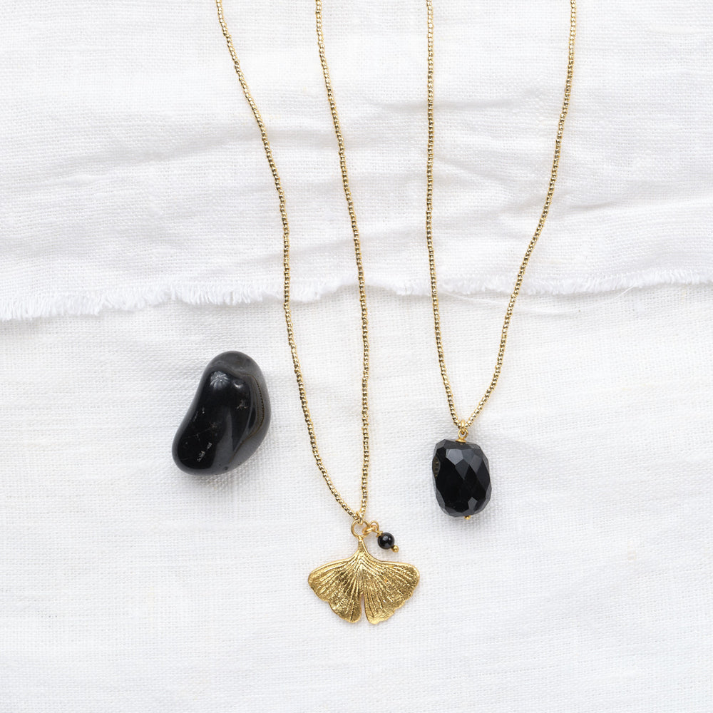 Calm Black Onyx Gold Colored Necklace