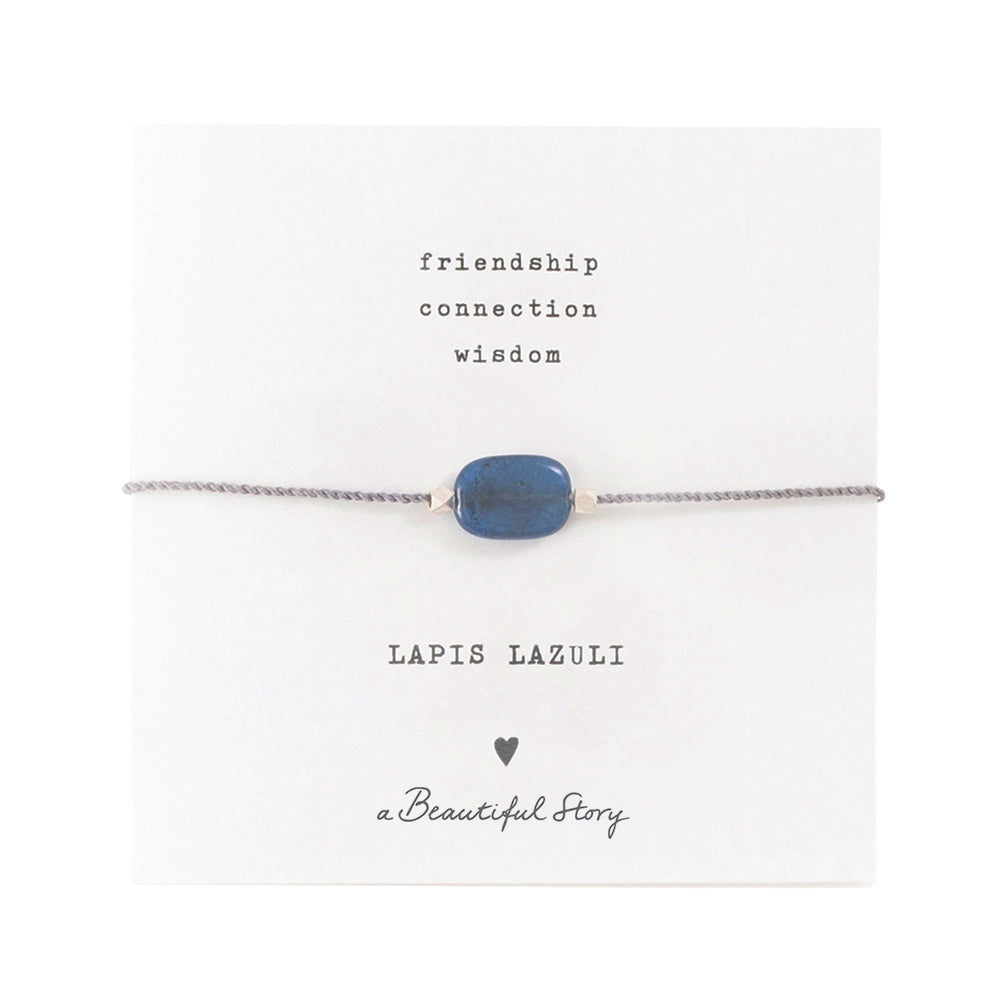 Edelsteenkaart Lapis Lazuli Zilverkleurige Armband