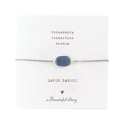 Edelsteenkaart Lapis Lazuli Zilverkleurige Armband