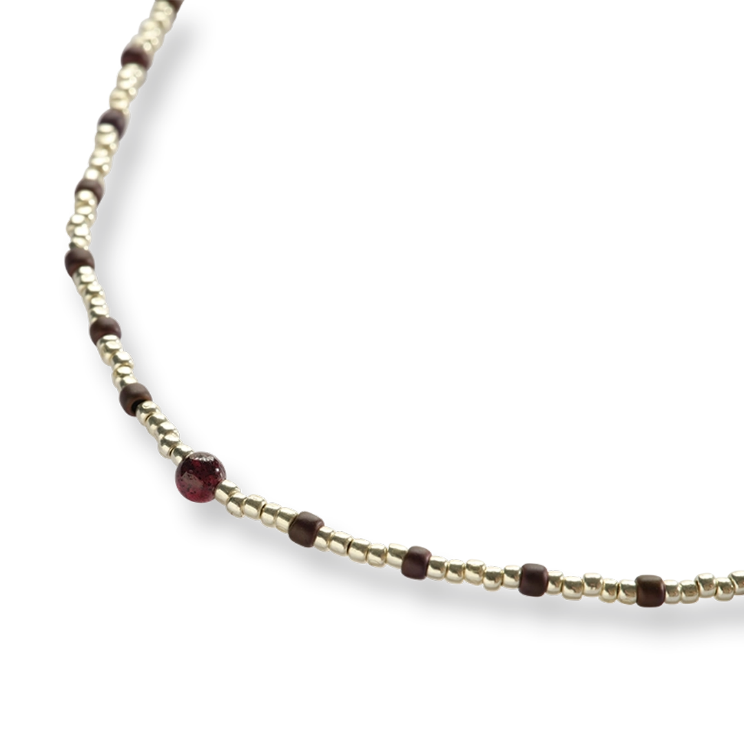 Primary Granaat Zilverkleurige Ketting