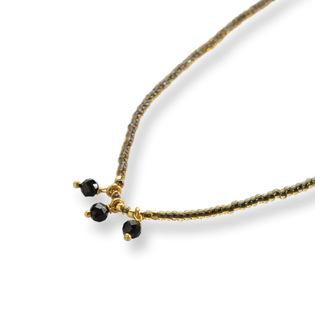 Empathy Schwarzer Onyx goldfarbige Halskette