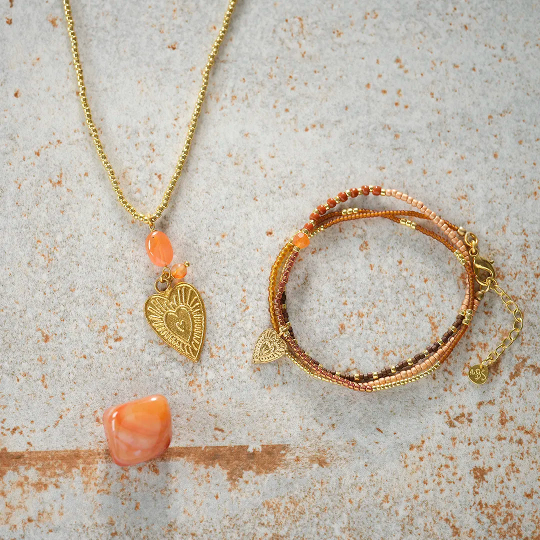 Blessing Carneool Goudkleurige Ketting