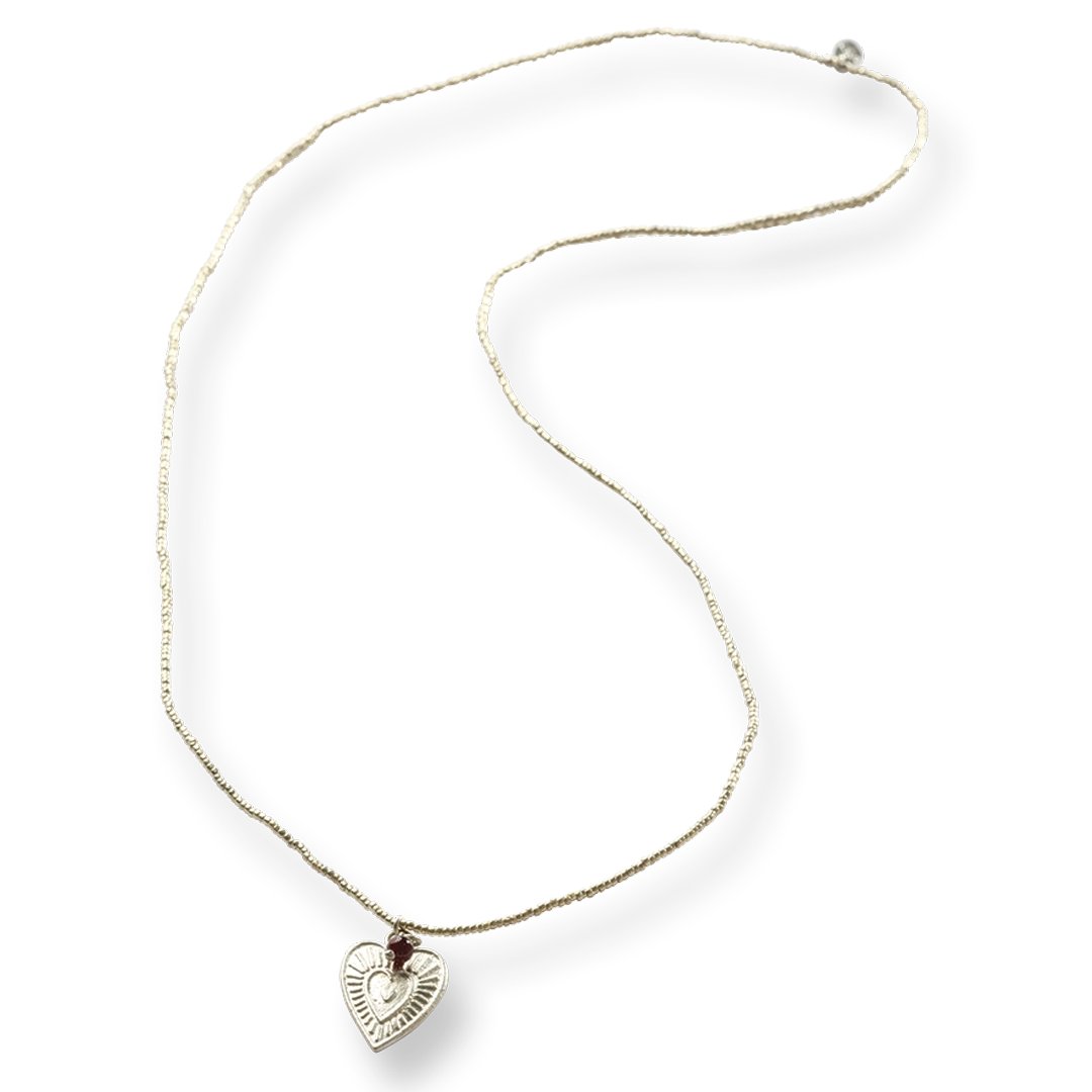 Paradise Granaat Zilverkleurige Ketting