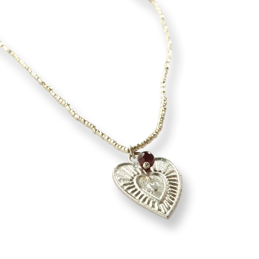 Paradise Granaat Zilverkleurige Ketting