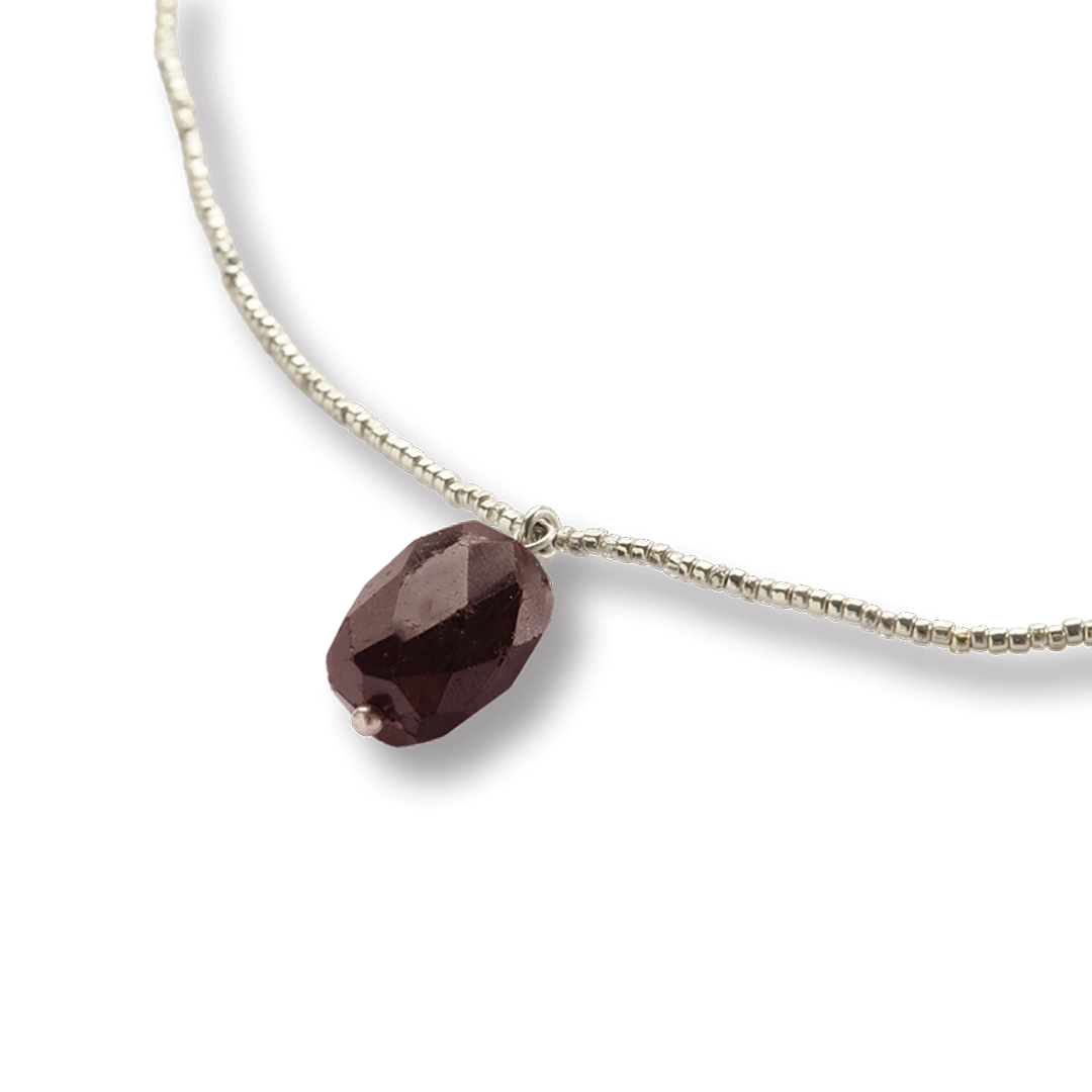 Calm Granaat Zilverkleurige Ketting