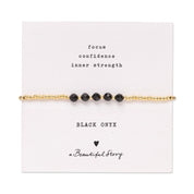 Essential Zwarte Onyx Goudkleurige Armband